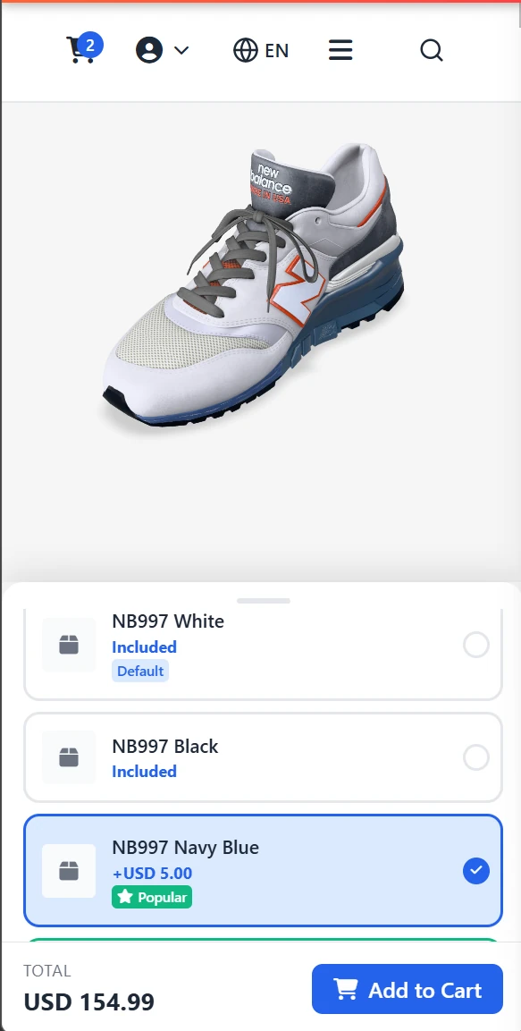 3D Product Configurator - mobile