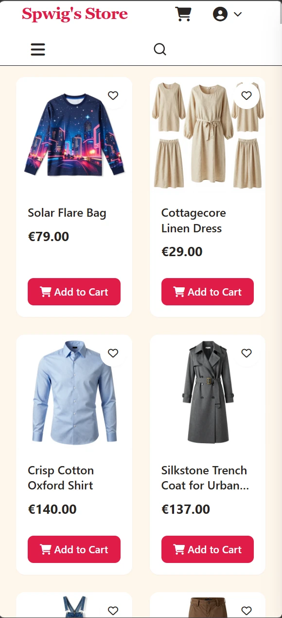 Product Browsing - mobile